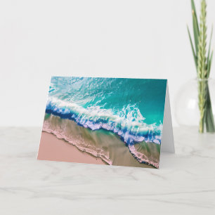 Customisable Happy Birthday   Turquoise Waves Card