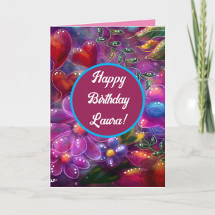 Customisable Happy Birthday Whimsical Floral Card