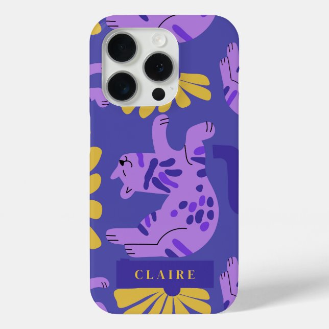 Customisable Happy Cat & Matisse Flowers Case-Mate iPhone Case (Back)