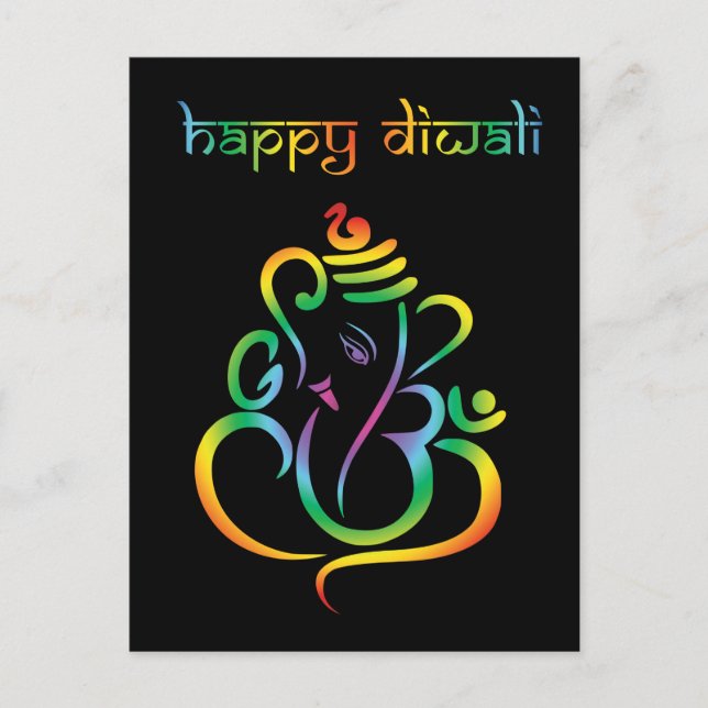 🕉☸Customisable, Happy Diwali with Lord Ganesh Postcard (Front)