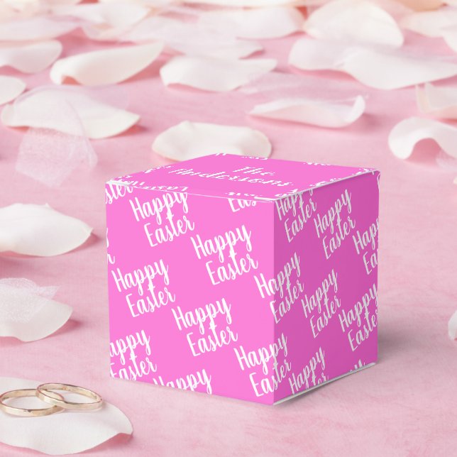 Customisable Happy Easter Pink Favour Box (Wedding)