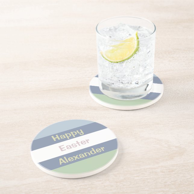 Customisable Happy Easter Text Coaster (Side)