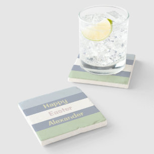 Customisable Happy Easter Text Stone Coaster