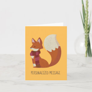 Customisable Happy Fox in Red Scarf Thank You Card