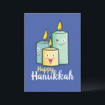 Customisable Happy Hanukkah Invitation<br><div class="desc">Cute and funny candles greeting happy Hanukkah. Customisable and editable design. Use your own words,  preferred background colour,  and even your own choice of fonts available in the store.

Have a cute and kawaii atmosphere with cute cartoon illustration.</div>