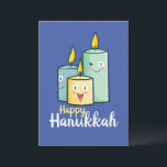 Customisable Happy Hanukkah Invitation<br><div class="desc">Cute and funny candles greeting happy Hanukkah. Customisable and editable design. Use your own words,  preferred background colour,  and even your own choice of fonts available in the store.

Have a cute and kawaii atmosphere with cute cartoon illustration.</div>