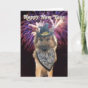 Customisable Happy New Year Dog Card
