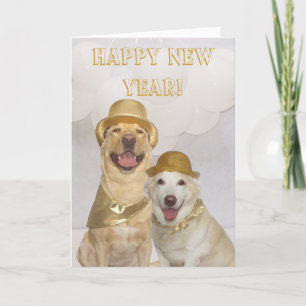 Customisable Happy New Year Lab/Dogs Holiday Card