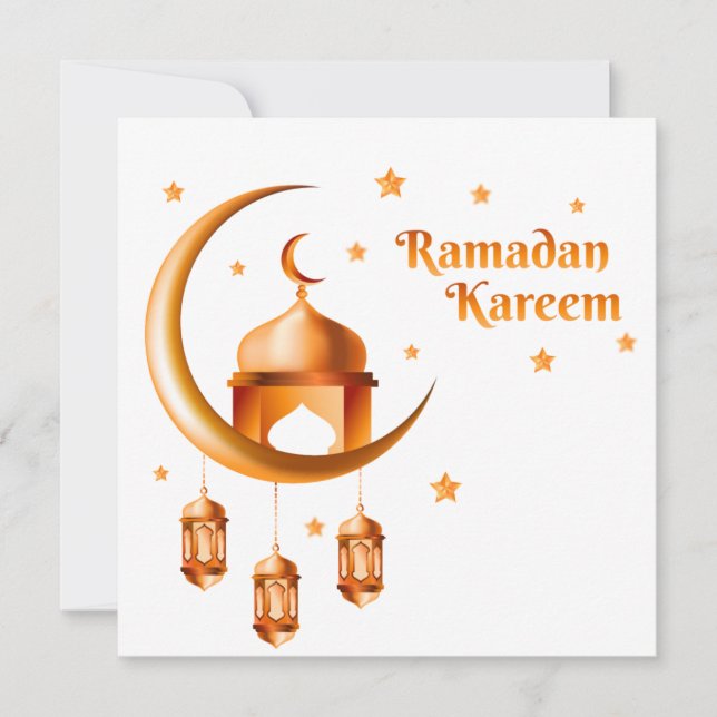 Customisable Happy Ramzan Mubarak Crescent Gold  Holiday Card (Front)