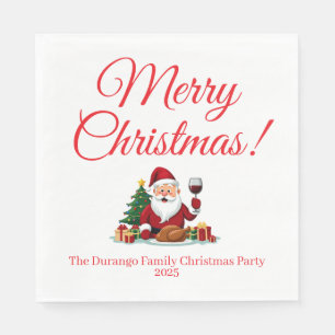 Customisable Happy Santa Claus Christmas Luncheon Napkin