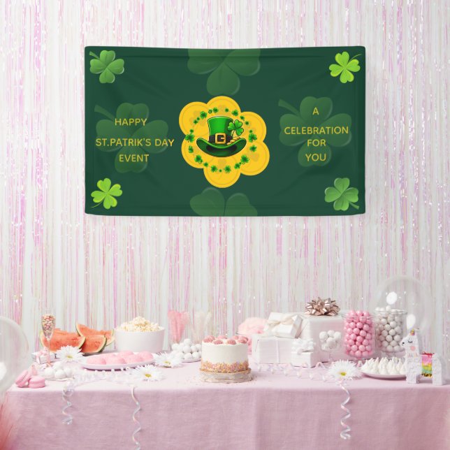 Customisable Happy St. Patrick's Day Event Green B Banner (Party)