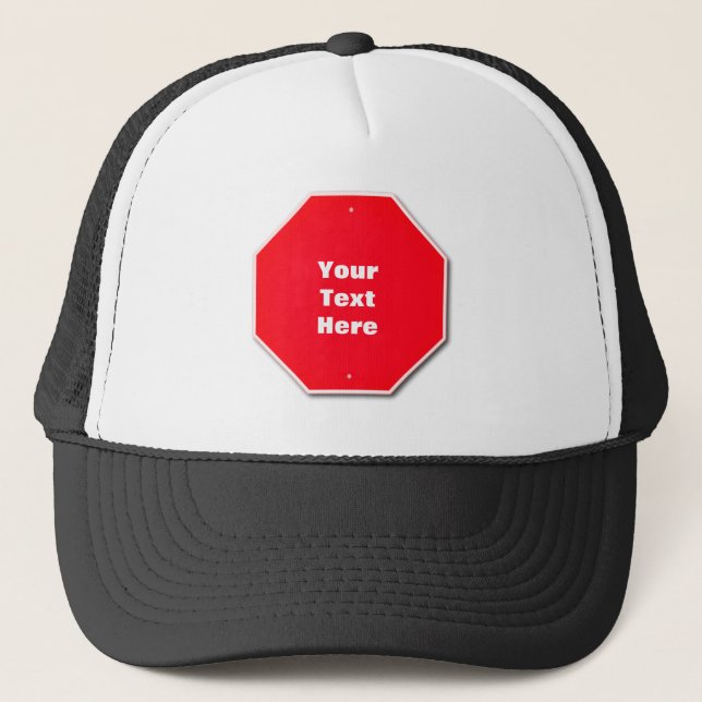 Customisable Hat - Red 'Stop' Sign (Front)
