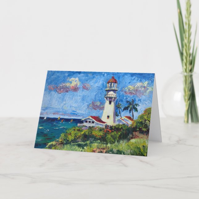Customisable Hawaiian Diamondhead Lighthouse Thank You Card (Front)