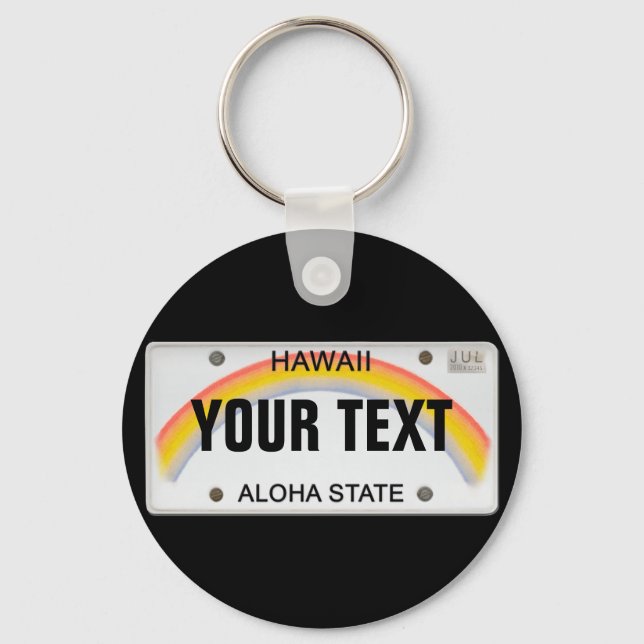 (Customisable) Hawaiian License Plate Key Ring (Front)