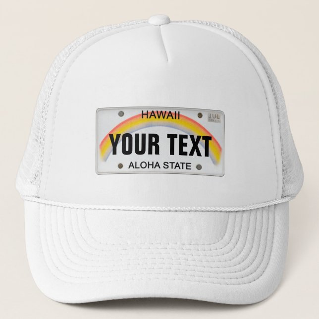 (Customisable) Hawaiian License Plate Trucker Hat (Front)