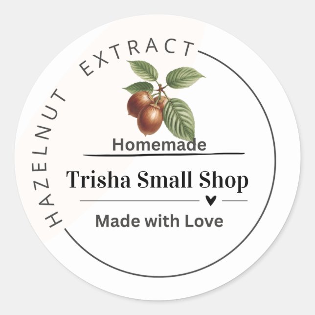Customisable Hazelnut Extract Label – Personalised (Front)
