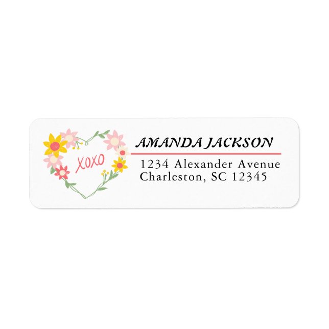 Customisable Heart Design Return Address Label (Front)