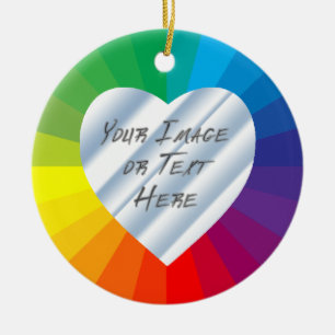 Customisable Heart Frame: Spectrum Collection Ceramic Ornament