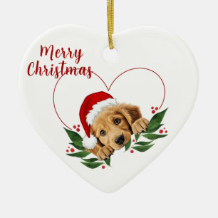 Customisable Heart Golden Retriever Ornament