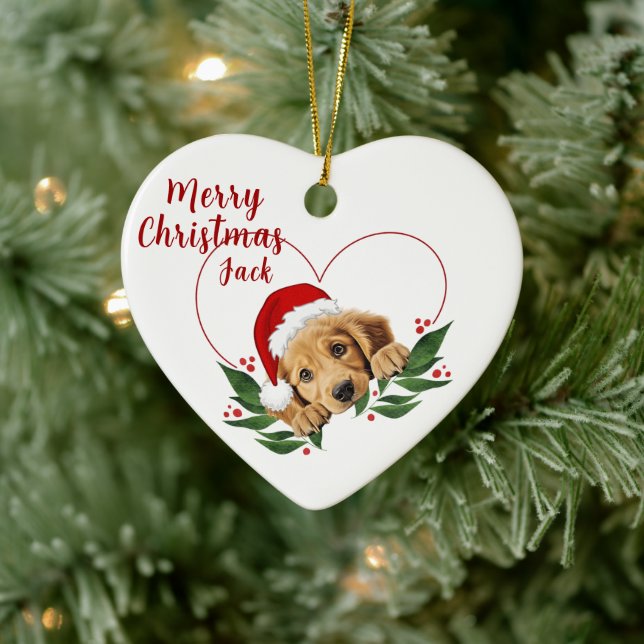 Customisable Heart Golden Retriever Ornament (Tree)
