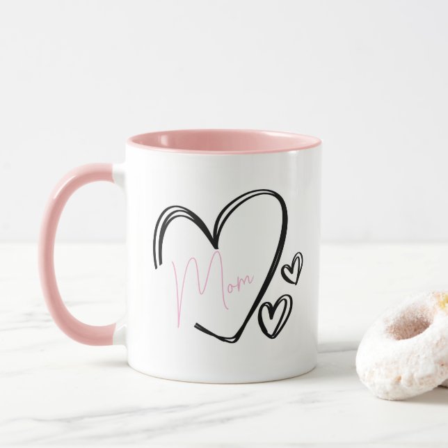 Customisable Heart Mug (With Donut)