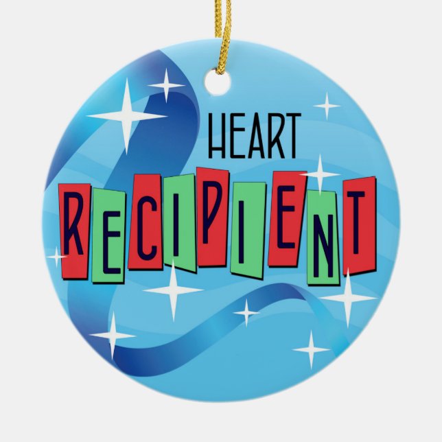 Customisable Heart Recipient Christmas Ceramic Ornament (Front)