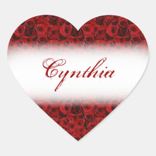 Customisable heart rose name stickers