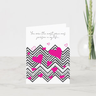 Customisable Heart & Zig Zag Romantic Love Custom Holiday Card