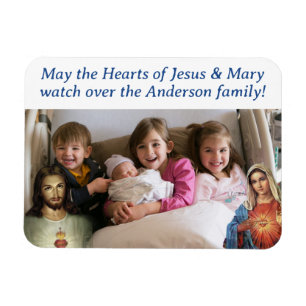 Customisable Hearts of Jesus & Mary Photo Magnet