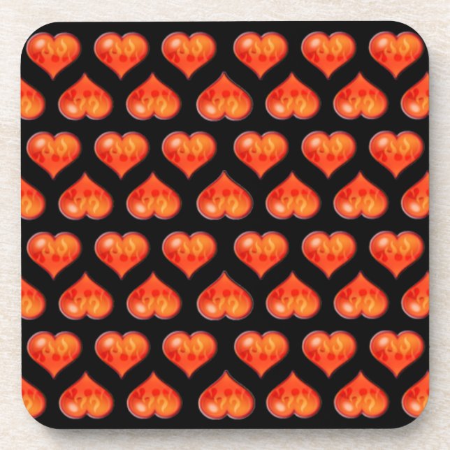 Customisable Hearts on Fire Coaster (Front)