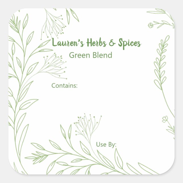 Customisable Herbs & Spices Food Labels (Front)