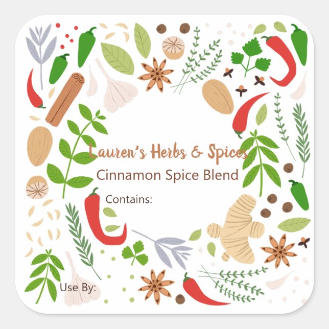Customisable Herbs & Spices Food Labels (Front)
