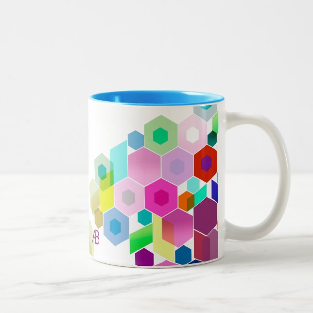 Customisable: Hexagonal Two-Tone Coffee Mug (Right)