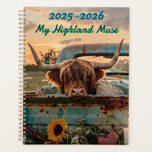 Customisable Highland Rustic Highland Cow Calendar Planner