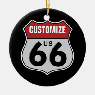Customisable Highway 66 Ceramic Ornament