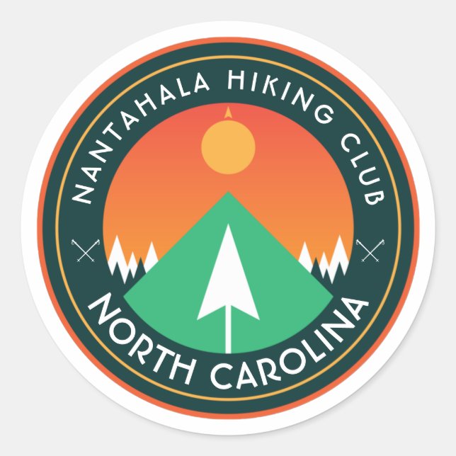 customisable hiking club mountain patch  classic r classic round sticker (Front)