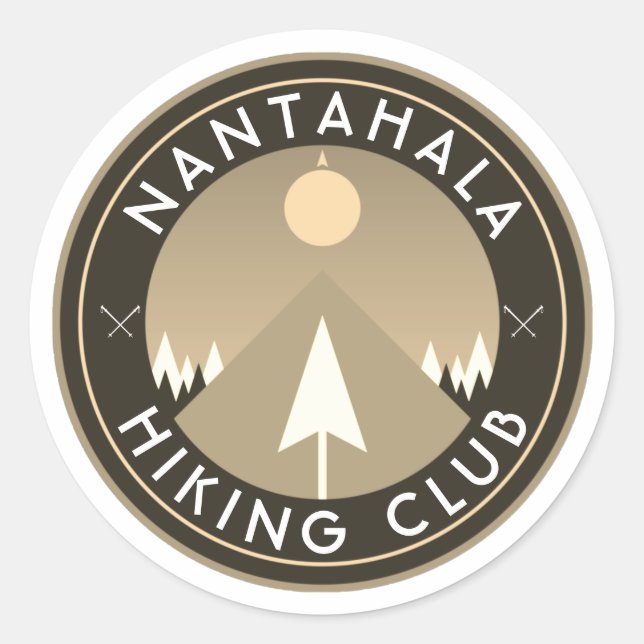 customisable hiking club mountain patch  classic r round sticker (Front)