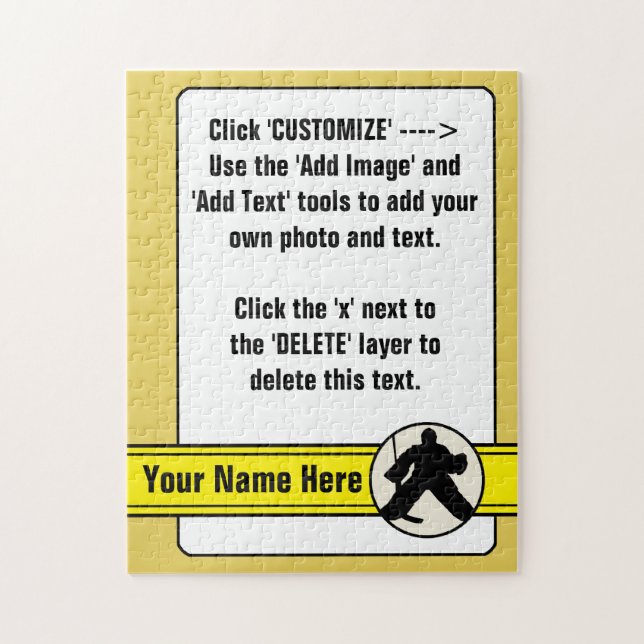 Customisable Hockey Goalie Card Jigsaw Jigsaw Puzzle (Vertical)