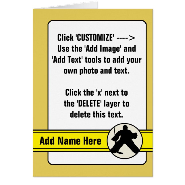 Customisable Hockey Goalie Trading Card (Front)