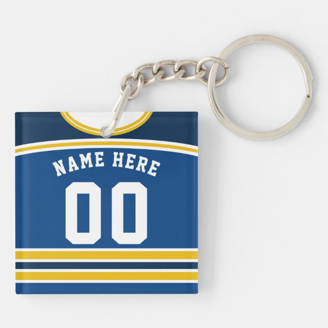 Customisable Hockey Jersey Keyring, Lacrosse Key Ring (Back)