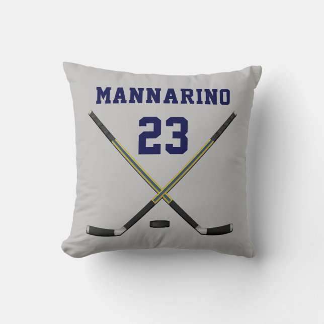 Customisable Hockey Pillow, Change Text and Cushion (Front)