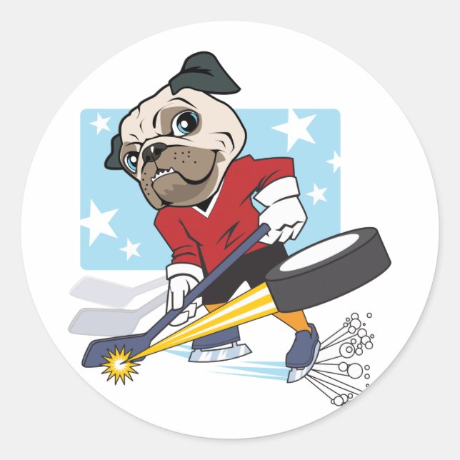 Customisable Hockey Pug Classic Round Sticker (Front)