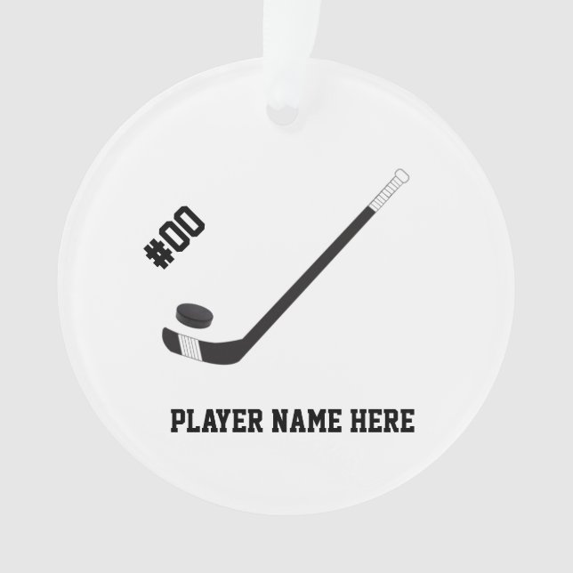 Customisable Hockey Stick & Puck Ornament (Front)