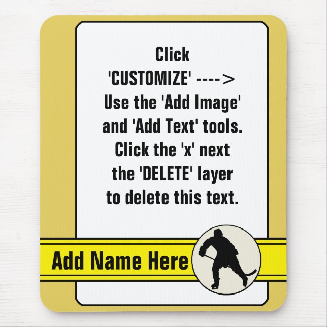 Customisable Hockey Trading Card Template Mousemat (Front)