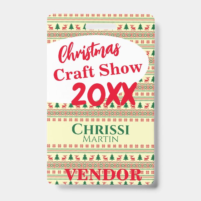 Customisable Holiday Event Vendor ID Badge (Front)