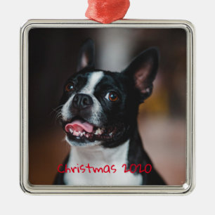 Customisable Holiday Family Pet Dog Metal Ornament
