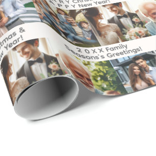 Customisable Holiday or Occasion Wish and 4 Photos Wrapping Paper