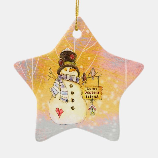 Customisable Holidays - Snowman in a Star Ornament (Front)