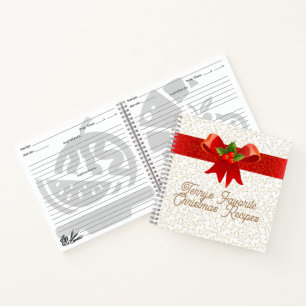 Customisable Holly Jolly Christmas Cookbook Notebook