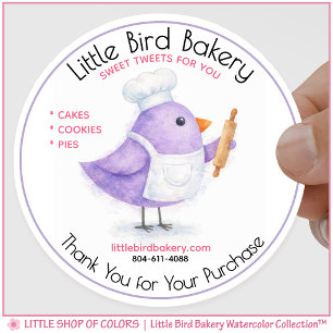 Customisable Home Bakery Bake Shop Watercolor Classic Round Sticker